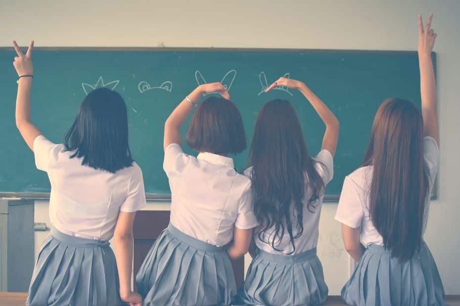 Girls in a classroom in Korea
