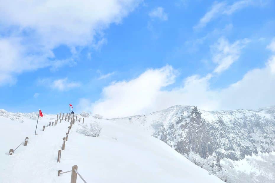 Snowy Slope of Hallasan Mountain On Jeju Island In Winter