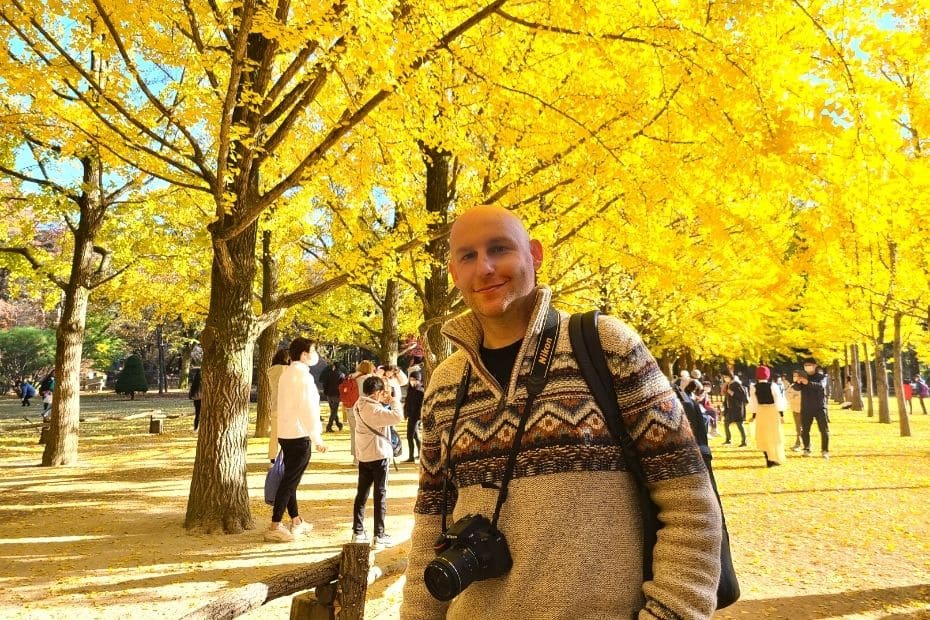 Joel at Nami Island, Korea - enjoying expat life in Korea