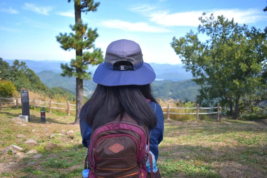 Woman hiking in Korea