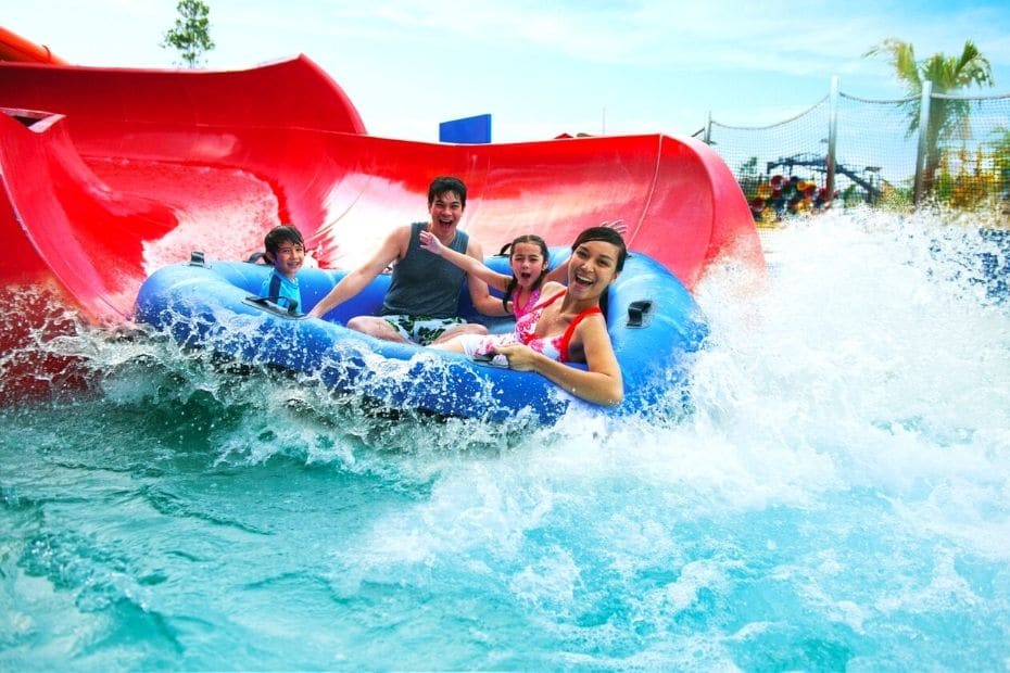 Splashing around at a water park in Korea