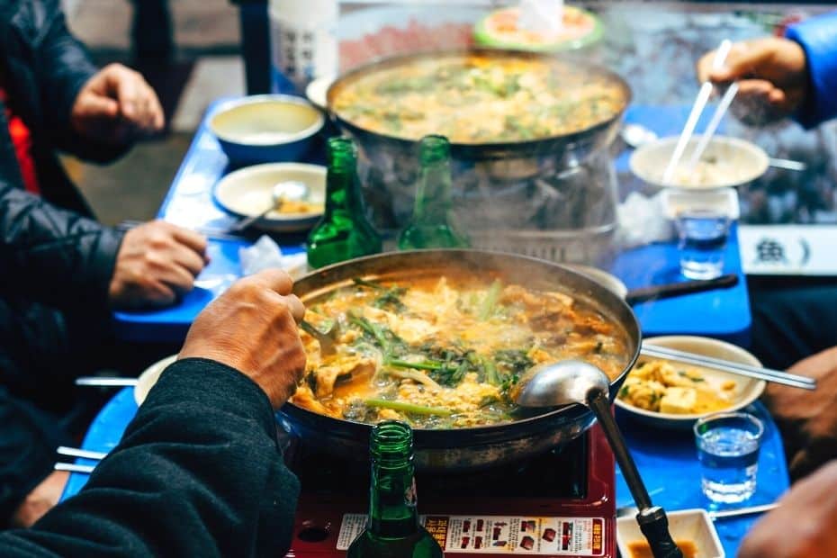 Korean people sharing a meal