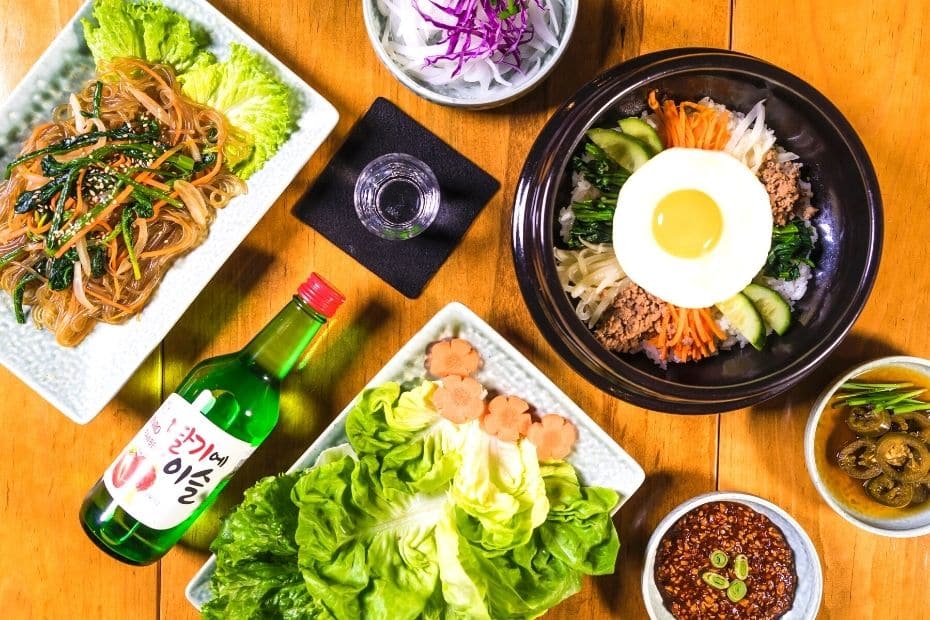 Traditional Korean Dishes With Soju
