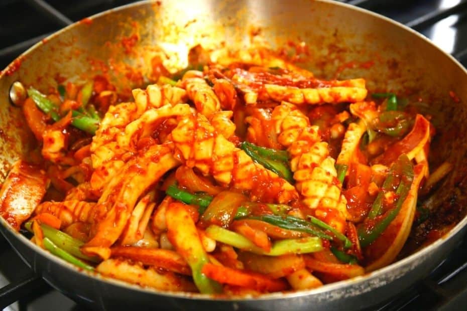 Spicy stir fried squid