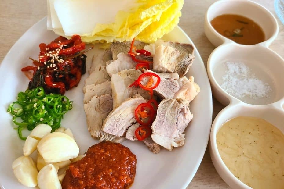 Plate of bossam pork slices