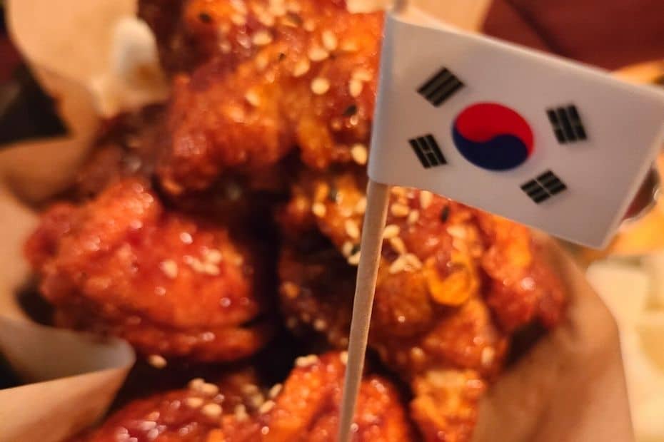 Korean fried chicken with Korean flag