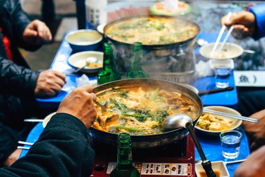 Korean people sharing a meal