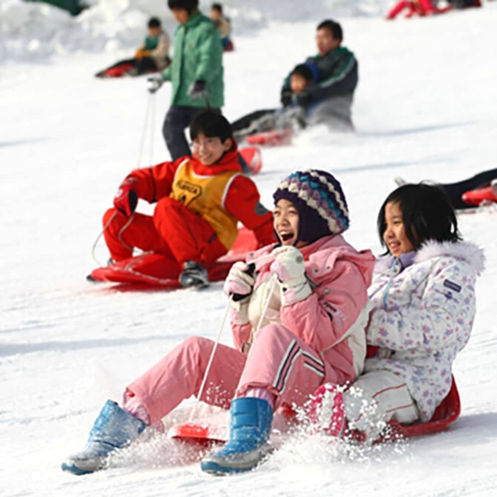 Children sledding in Seoul