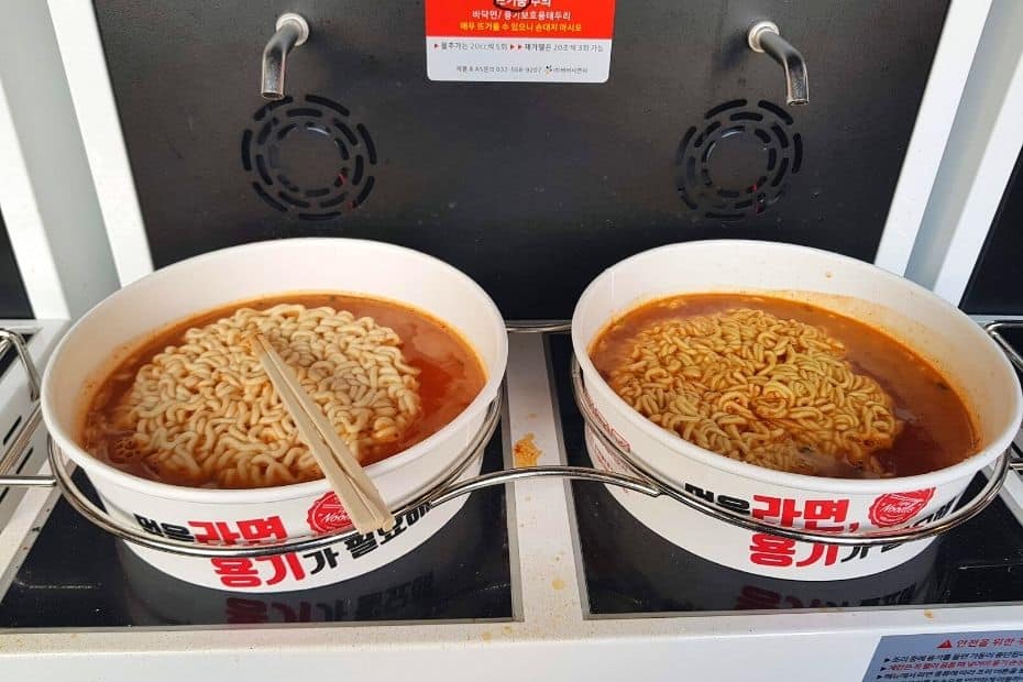 Korean ramyeon at a convenience store