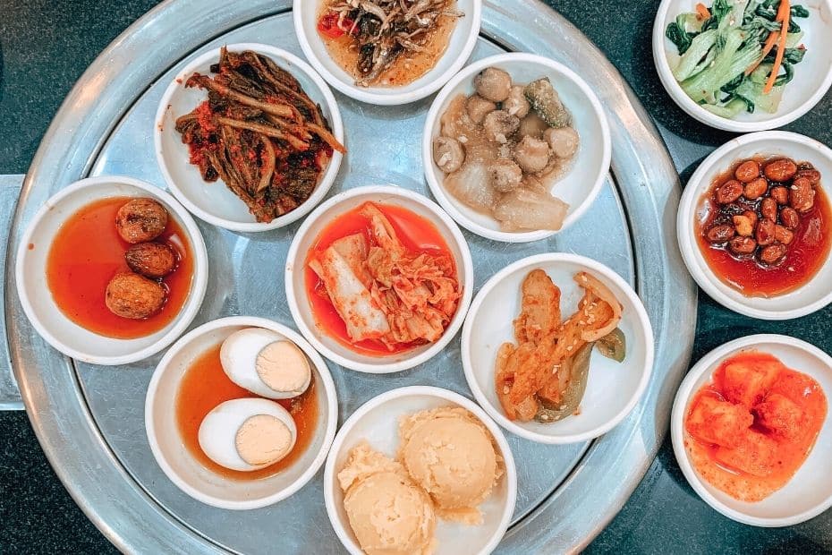 Selection of Korean banchan side dishes