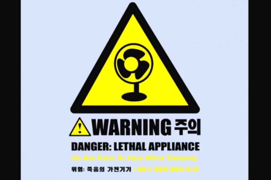 Electric fan warning sign