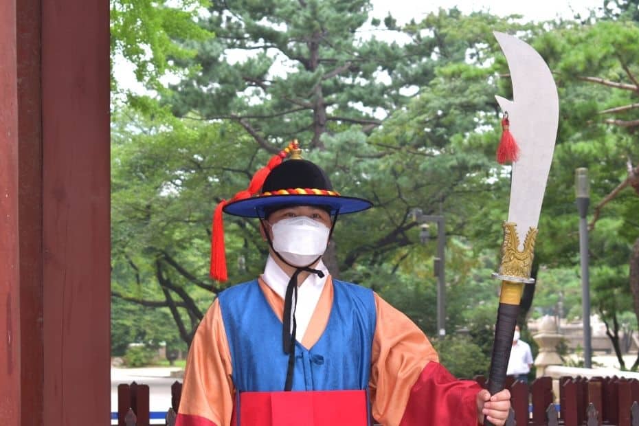 Palace Guard with face mask in Korea