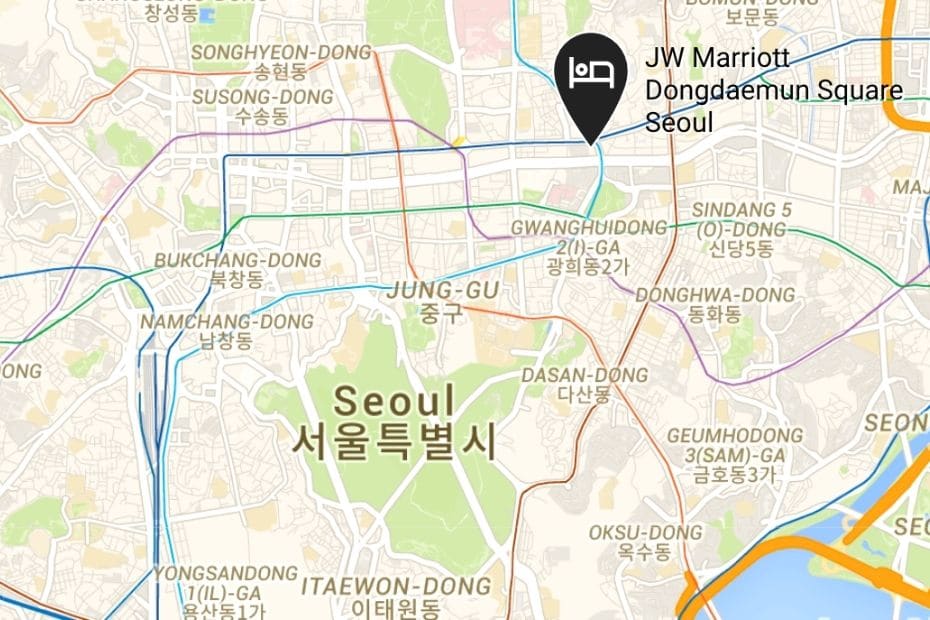 Map location of the JW Marriott Dongdaemun Square Seoul