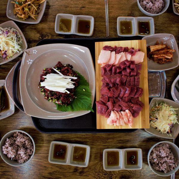 Raw horse meat set from Jeju Island Korea