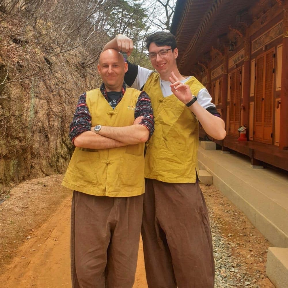 Two People At A Korean Buddhist Temple Stay