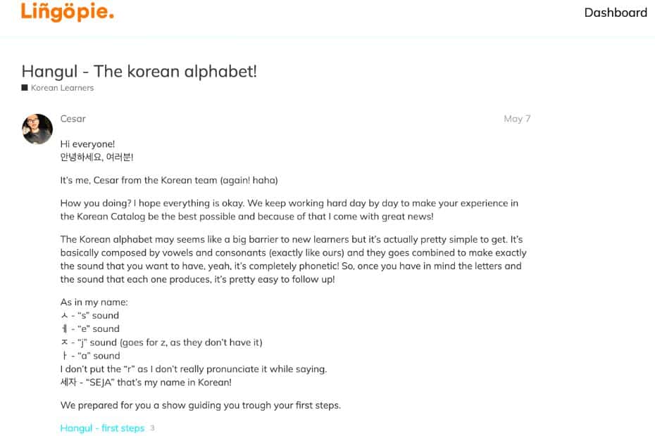 Lingopie Korean Language Forum