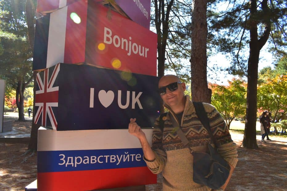 Man With Sign On Nami Island