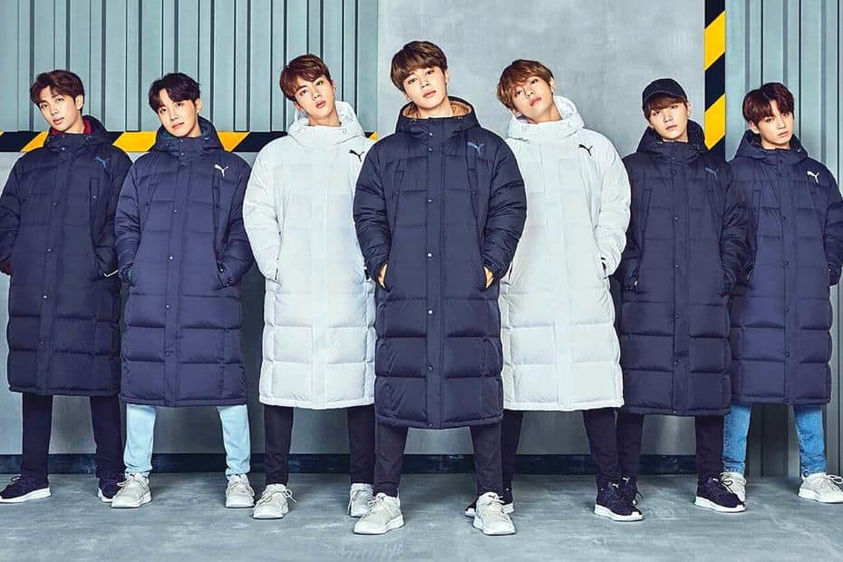 Korean men in winter jackets