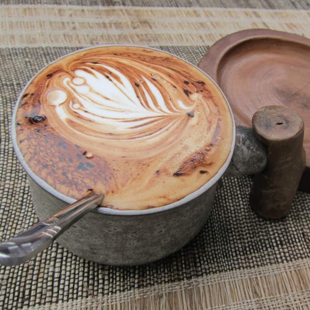 Mocha coffee with cup holder and spoon
