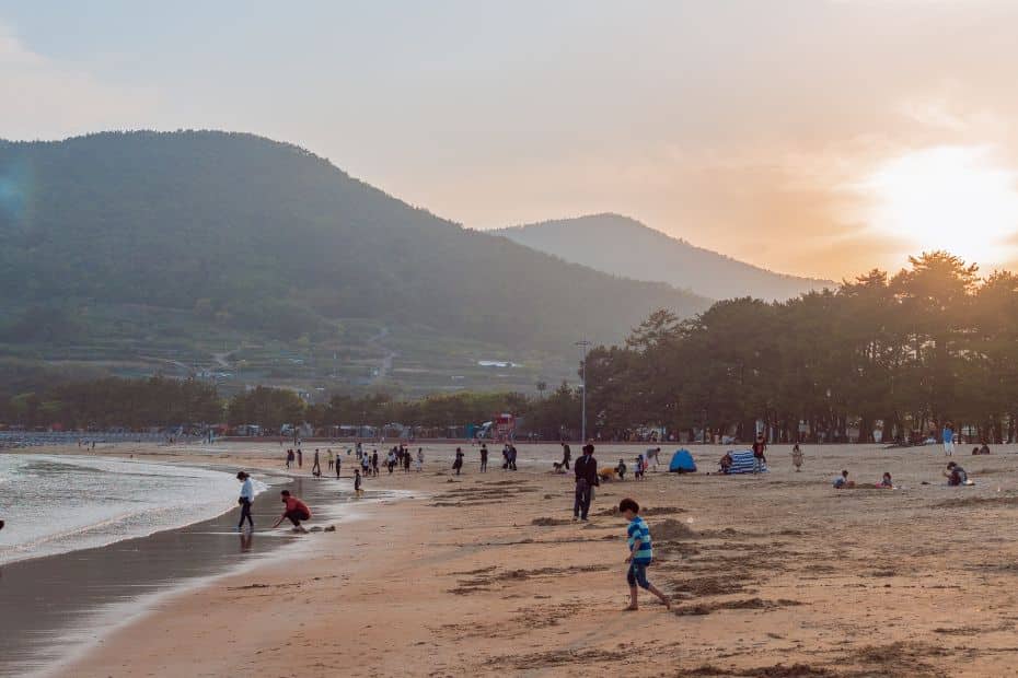 Sunset at the beach at Namhae in Korea