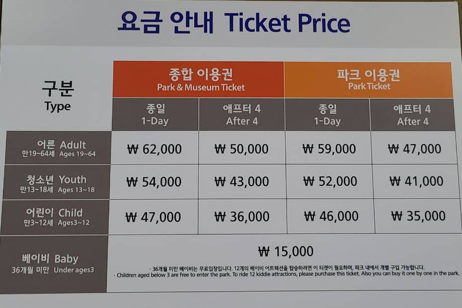 Ticket prices for Lotte World Adventure In Seoul