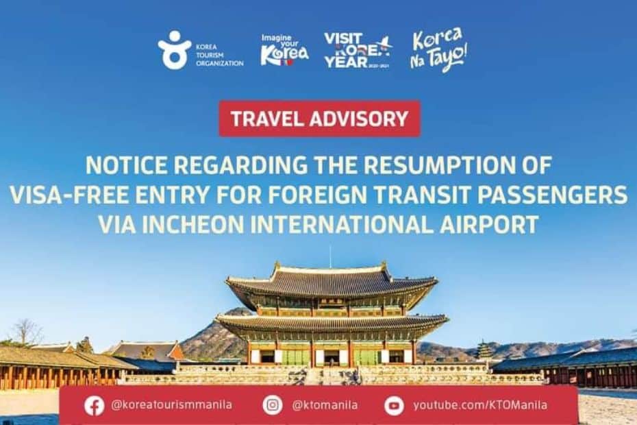 Travel advisory about visa-free entry to Korea