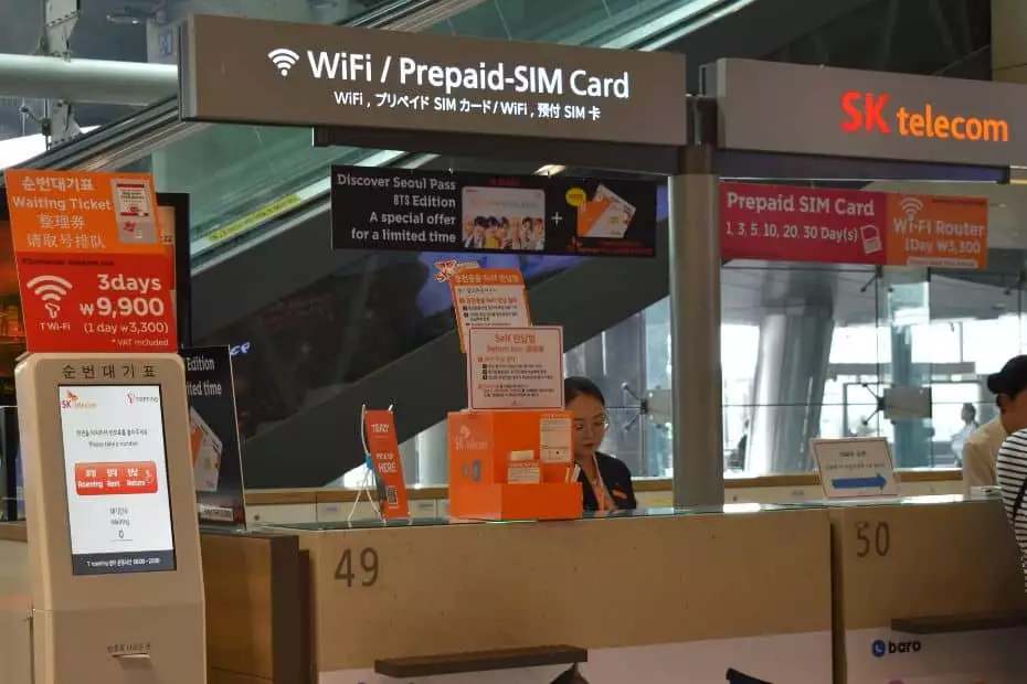 Sim card and wifi routers at Incheon Airport Korea