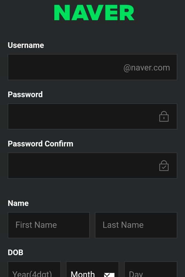 Naver Account Creation on Papago App 1