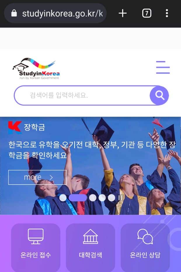 Screenshot of Korean Website