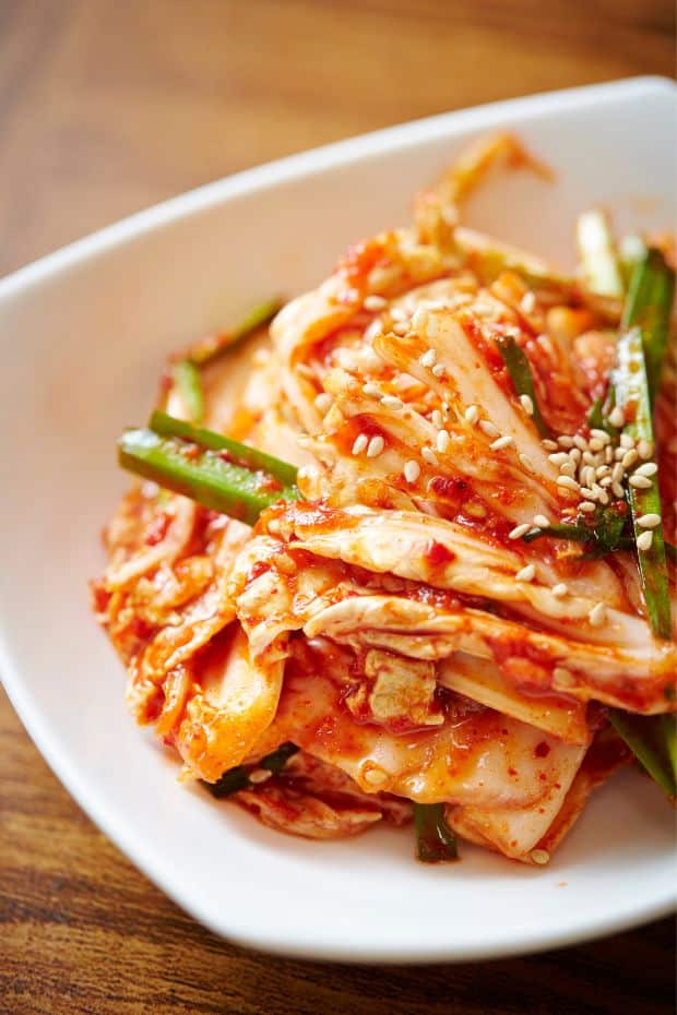 Bowl of fresh geotjeori kimchi Korean side dish