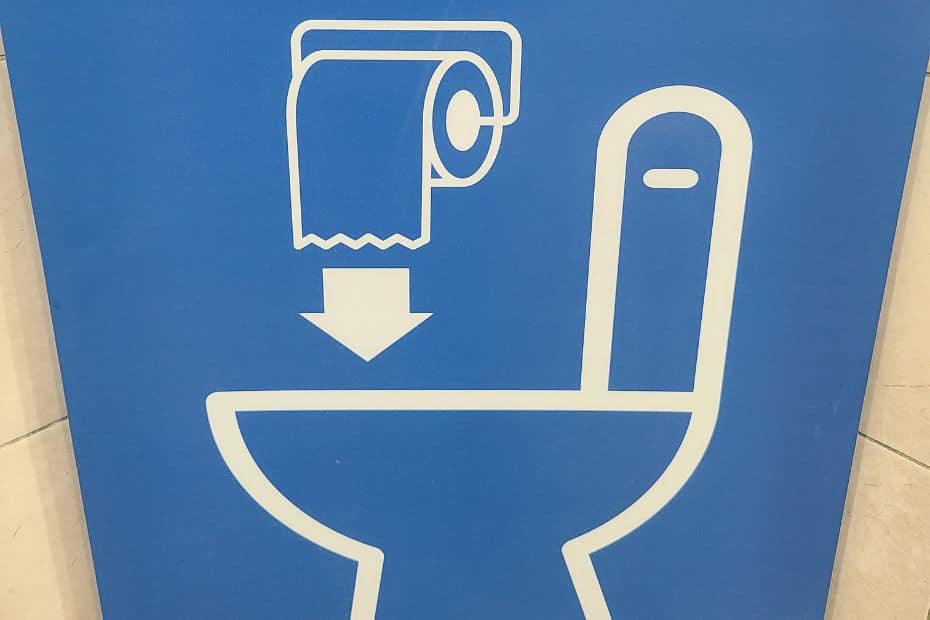 Sign showing where to put toilet paper in Korea