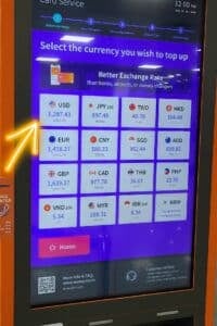 Selection Currency To Top Up WOWPASS