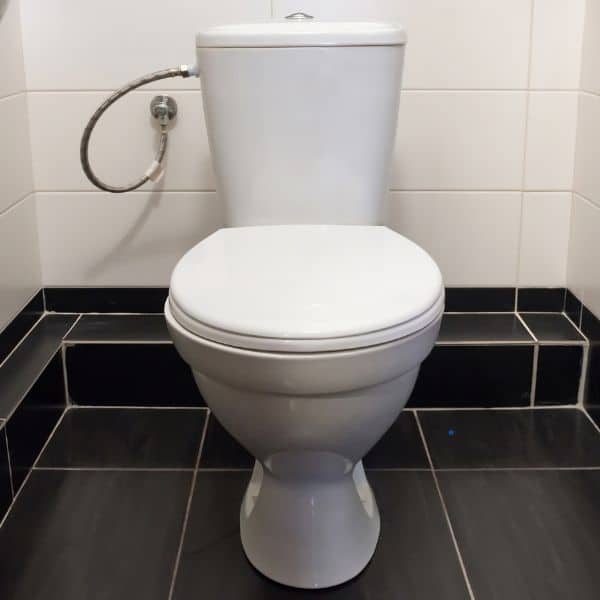 Standard flush toilet in a Korean bathroom
