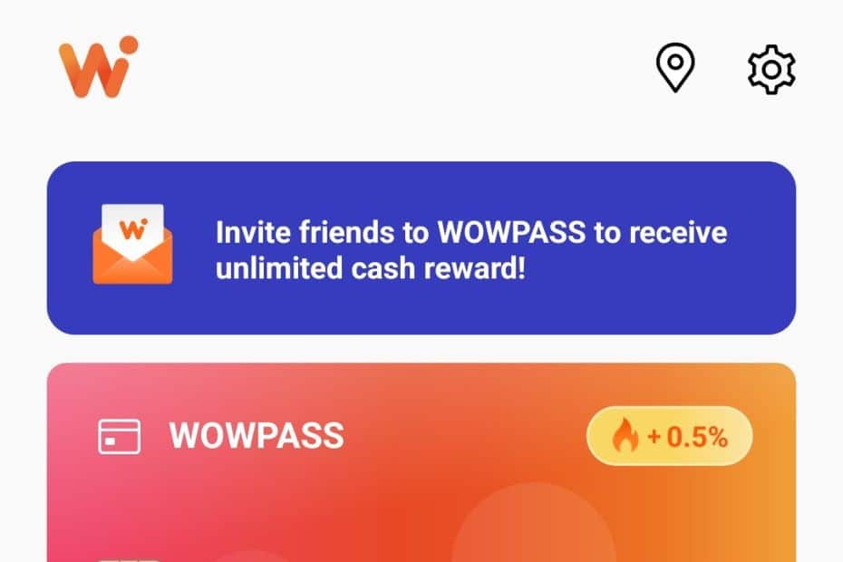 WOWPASS App home screen