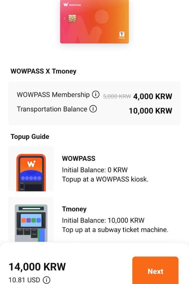 WOWPASS X T-MONEY