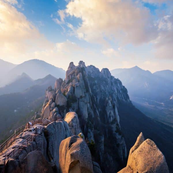 Ulsanbawi Peak with clouds and blue sky