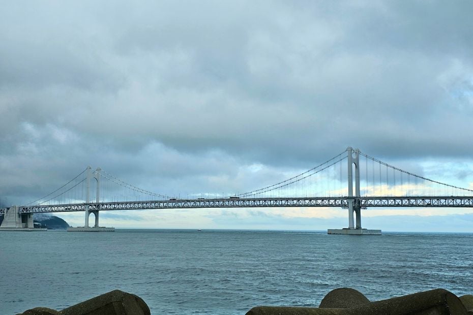 Rainy Day in Busan Gwangalli Bridge With Clouds