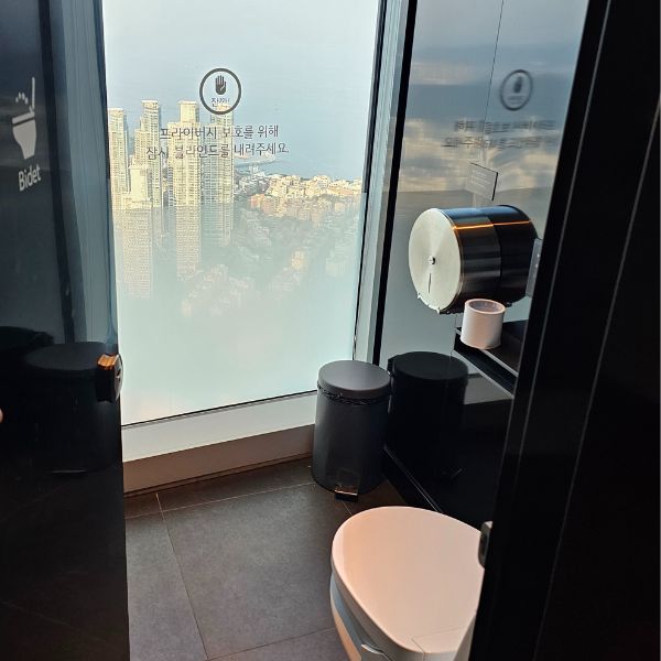 Toilet looking out over Busan