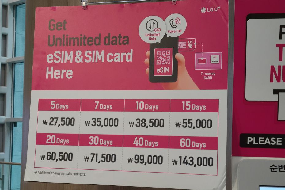 LG U+ SIM card prices