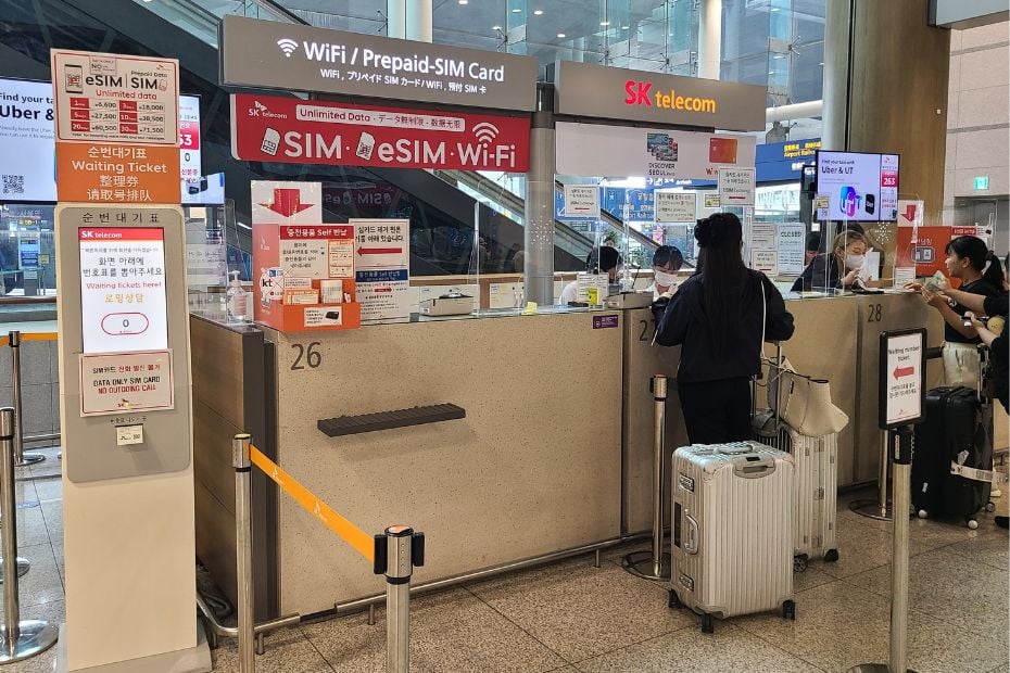 SK Telecom SIM card booth at Incheon Airport