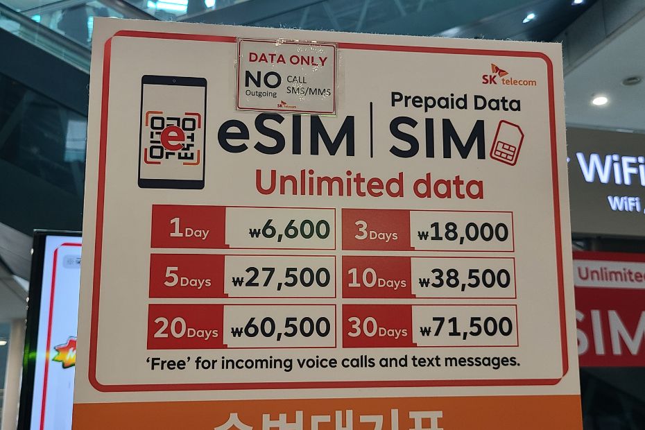 SK Telecom SIM card prices
