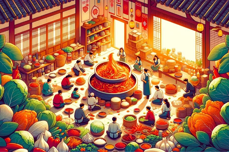 AI representation of Korean kimchi making day