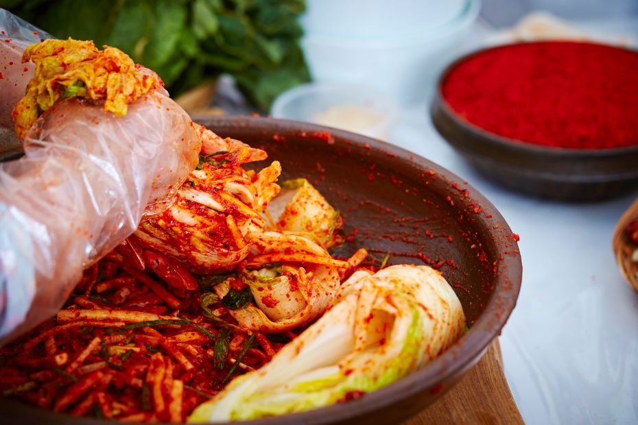 Person making kimchi on gimjang