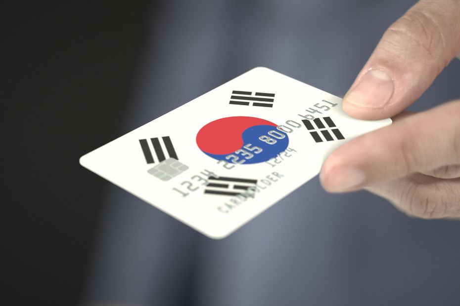 Person paying with a Korean credit card