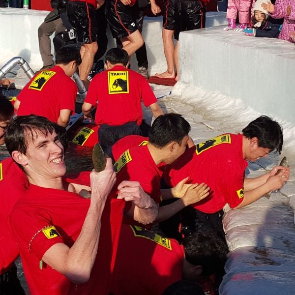 Bare hand fish catching at Korean festival