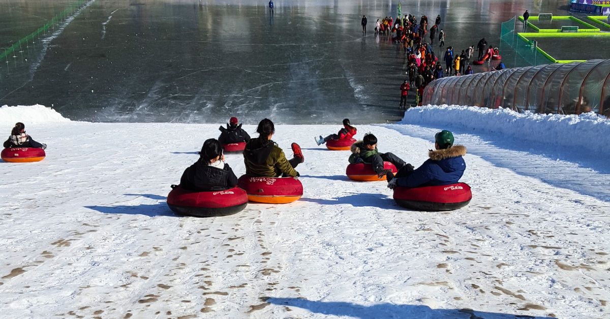 Sledding at the Hwacheon Sancheoneo Ice Festival