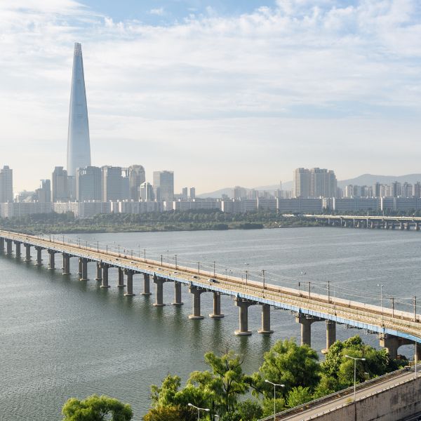 Lotte World Tower and Han River Seoul