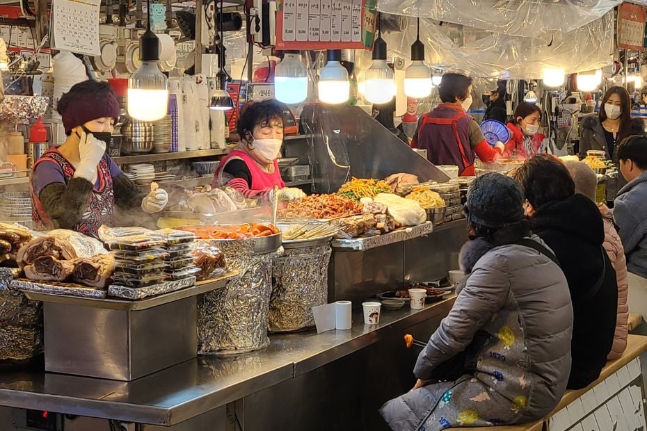 Traditional food at Gwangjang Traditional Market